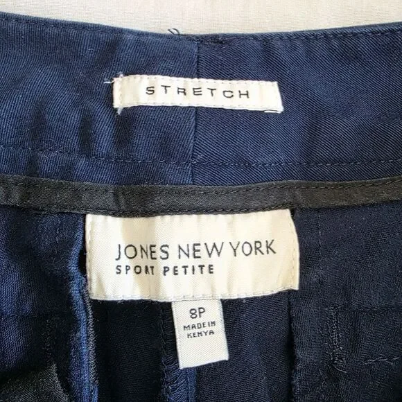 Jones New York Women's Shorts Size 8P Stretch, Navy, Hook, Eye & Button Closure - Picture 9 of 10